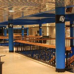 Upper Arena Lobby stairs with pillars